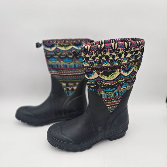 Sakroots Snow Rain Rubber Boots Insulated Drawstring Tops Womens Sz 9 NEW - Picture 2 of 8